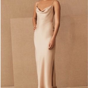BHLDN Cali Satin Charmeuse Midi Dress Oyster Sz 0